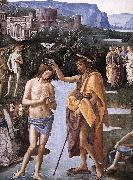 PERUGINO, Pietro Baptism of Christ (detail) a Sweden oil painting artist